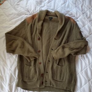 J. Crew Knit Cotton Olive Green Cardigan Sweater Men's Large